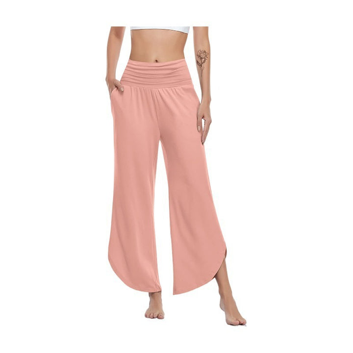 Wide Palazzo Pants for ladies with flexible waist and side slits Lune London