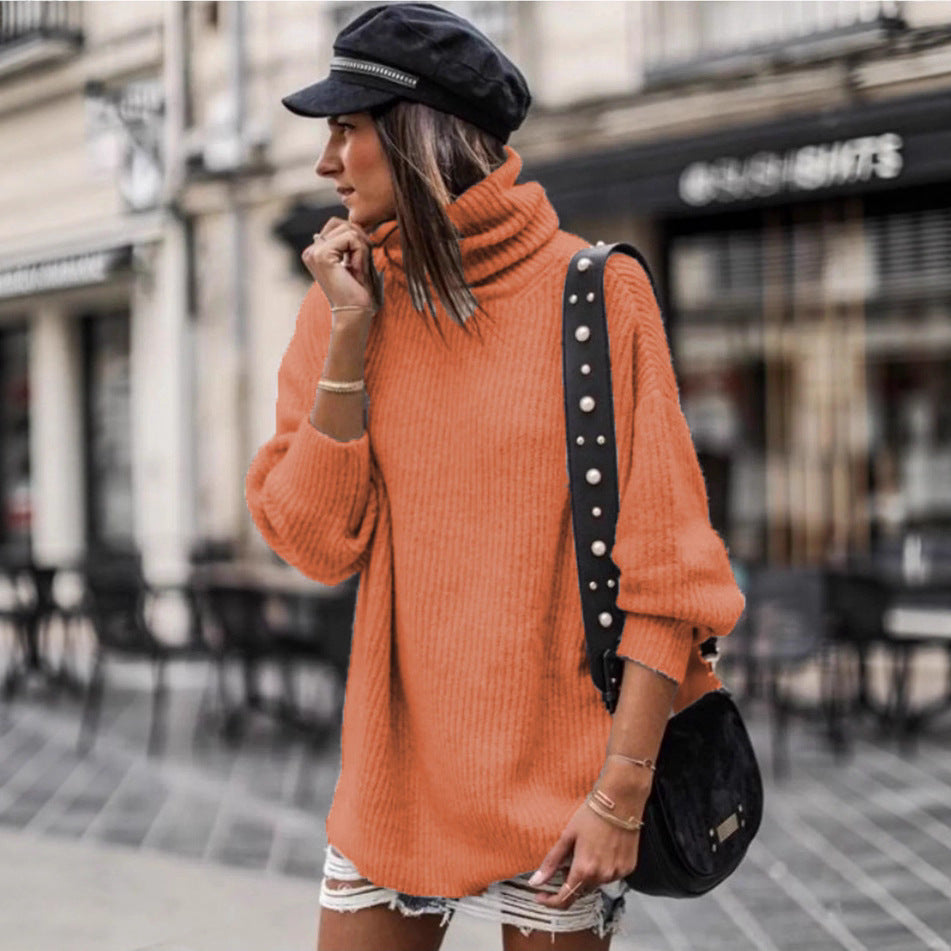 Chunky knit sweater for women with high collar and relaxed fit Lune London