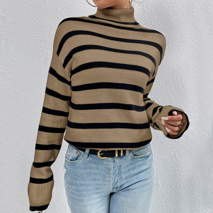 Striped sweater for women with high collar Lune London
