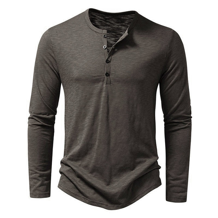 Long sleeve T-shirt for men with a fashionable Henley collar and a comfortable fit Lune London