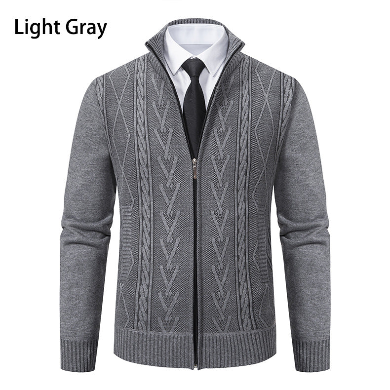 Men's knitted jacket with textured zipper and original Aran pattern Lune London