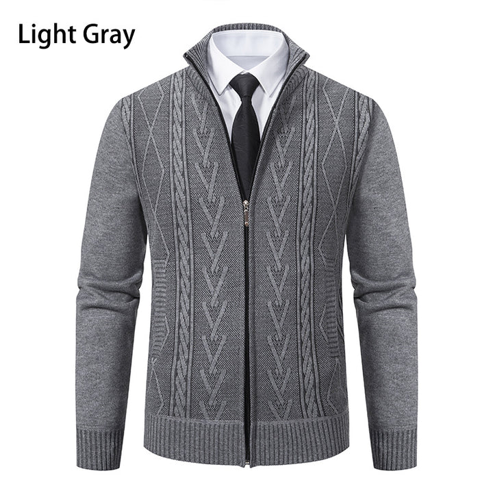 Men's knitted jacket with textured zipper and original Aran pattern Lune London
