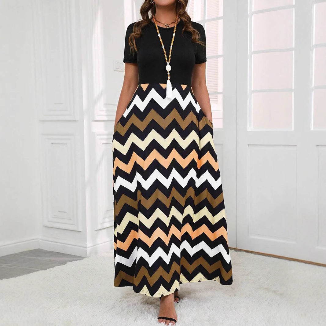 Maxi dress for women with a modern zigzag pattern Lune London