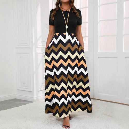 Maxi dress for women with a modern zigzag pattern Lune London