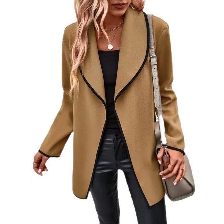 Ladies elegant oversized blazer with contrasting piping Lune London