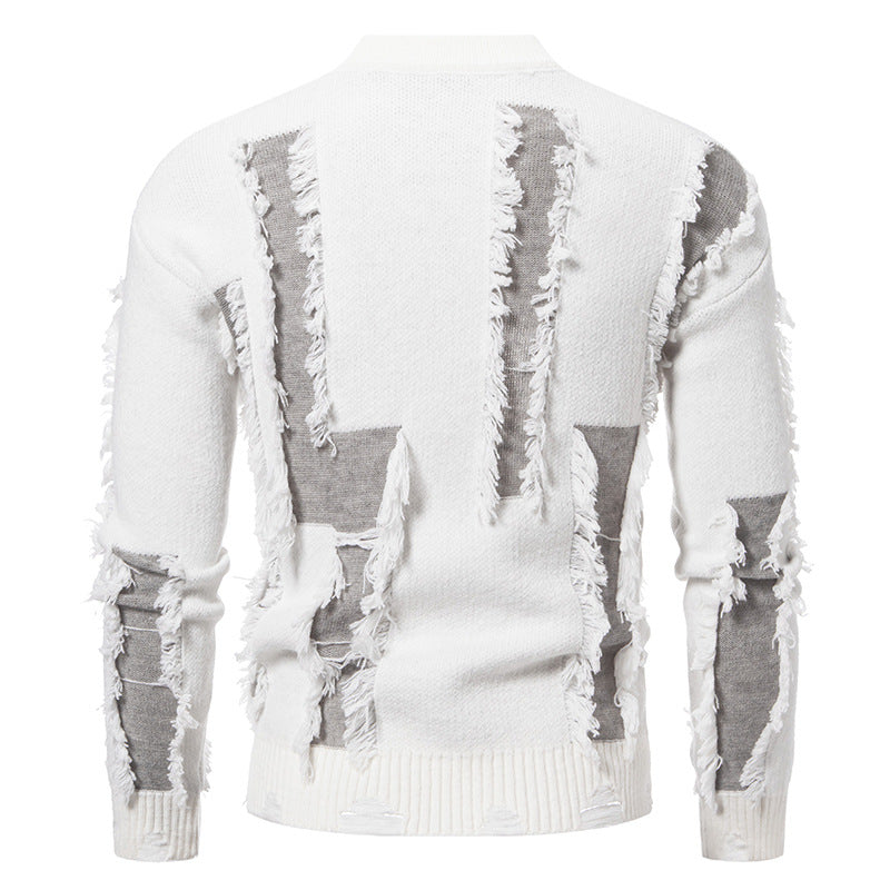 Modern knitted sweater for men with trendy fringes and a unique design Lune London