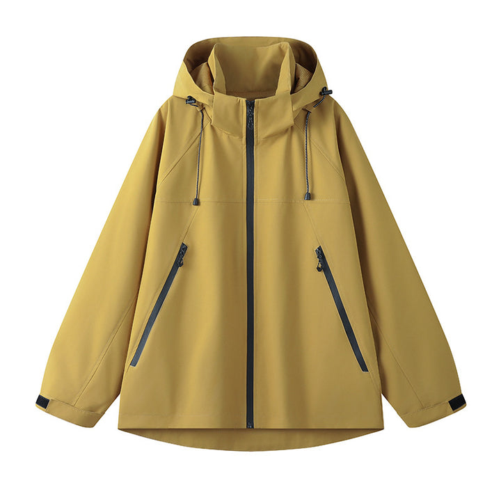 Technical jacket for women with adjustable hood and functional zip pockets Lune London