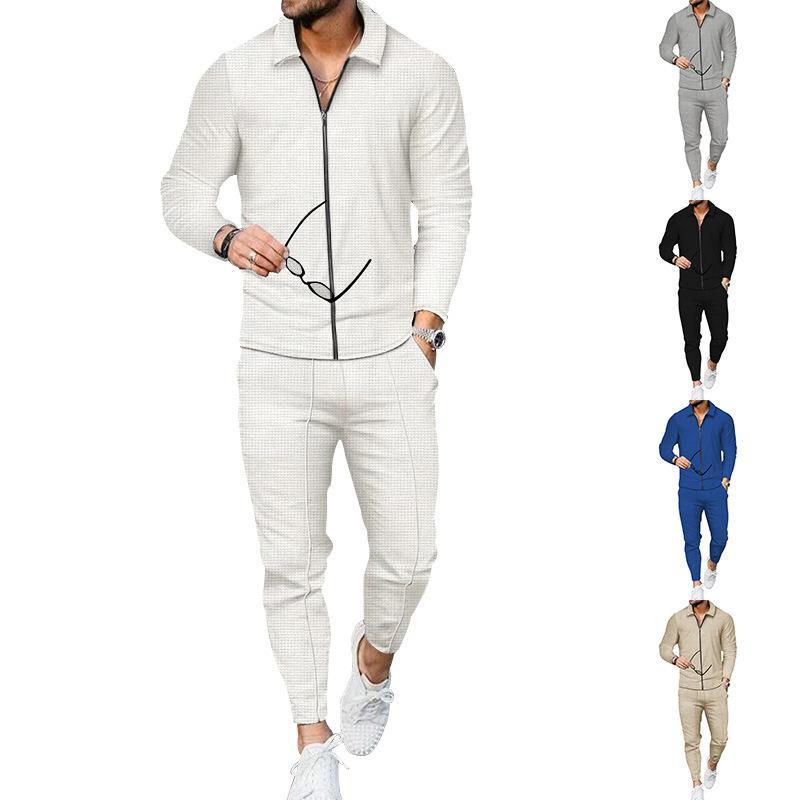Modern leisure suit for men with textured top and modern pants Lune London