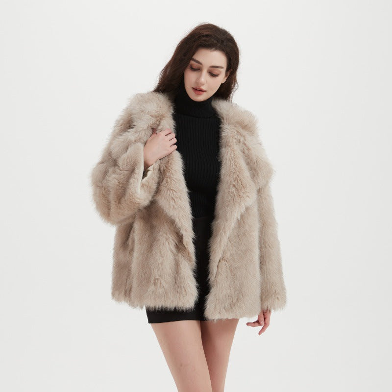 Ladies Cozy Faux Fur Coat Lune London