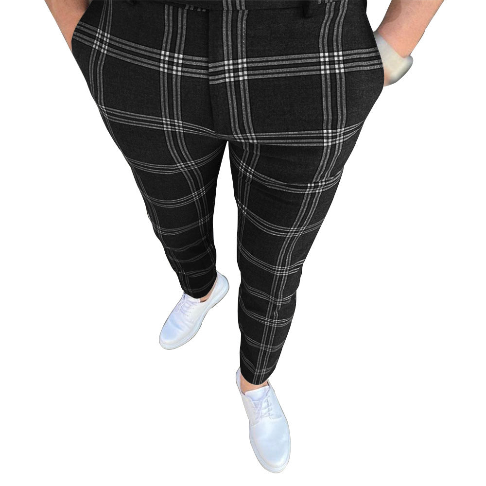 Elegant carrot pants for men with textured check pattern Lune London