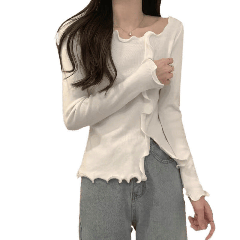 Haut Élegant pour Femme à Manches Longues avec Ourlet Ondulé et Détails Tendance Chic & Stil