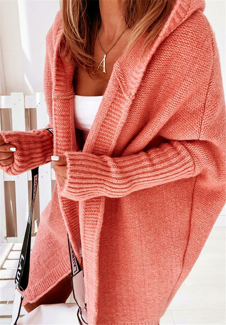 Ladies comfortable cardigan sweater with hood and wide sleeves Lune London