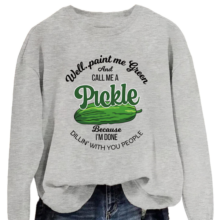 Sweat-shirt femme avec un motif de concombre amusant et un imprimé créatif Chic & Stil
