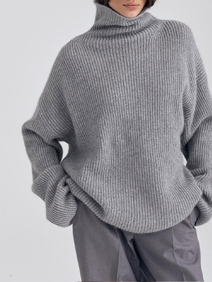 Ladies Large Knit Turtleneck Sweater in High-Quality Material Lune London