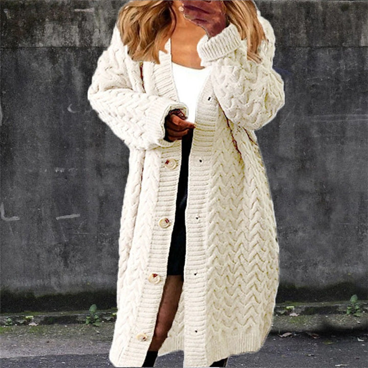 Cardigan femme en tricot épais avec design en cable texturé et poches pratiques Chic & Stil
