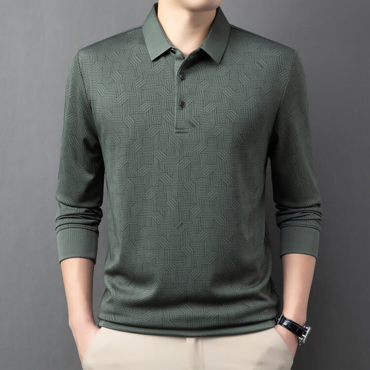 Long sleeve polo shirt for men fashionable with a textured design and breathable properties Lune London