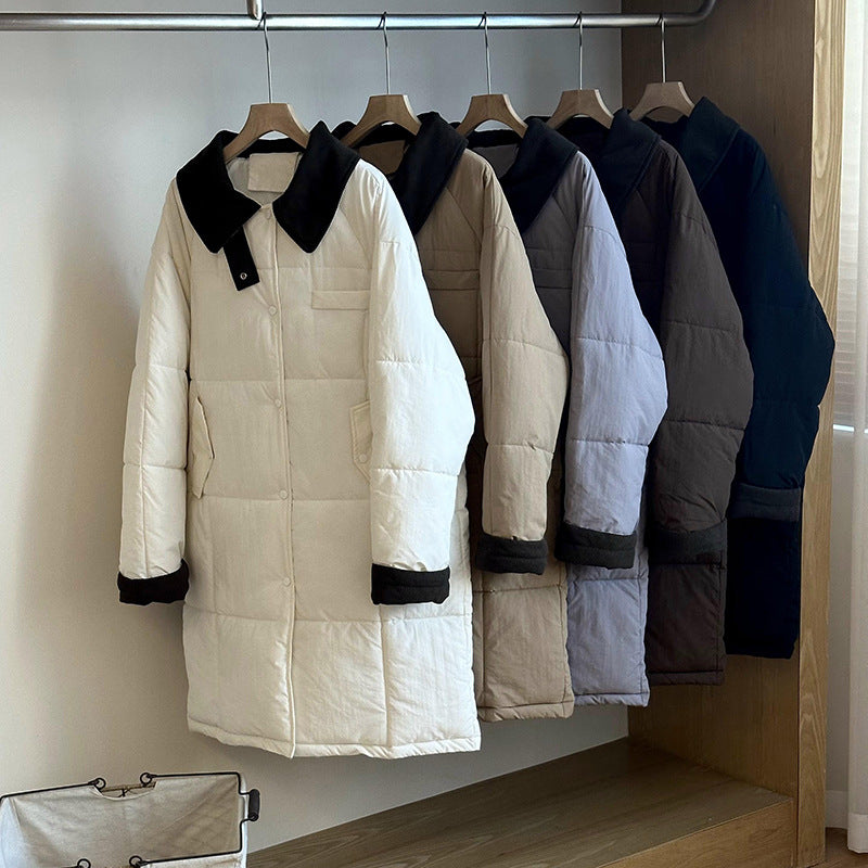 Ladies Long Winter Coat, Padded with Practical Snap Button Closure Lune London