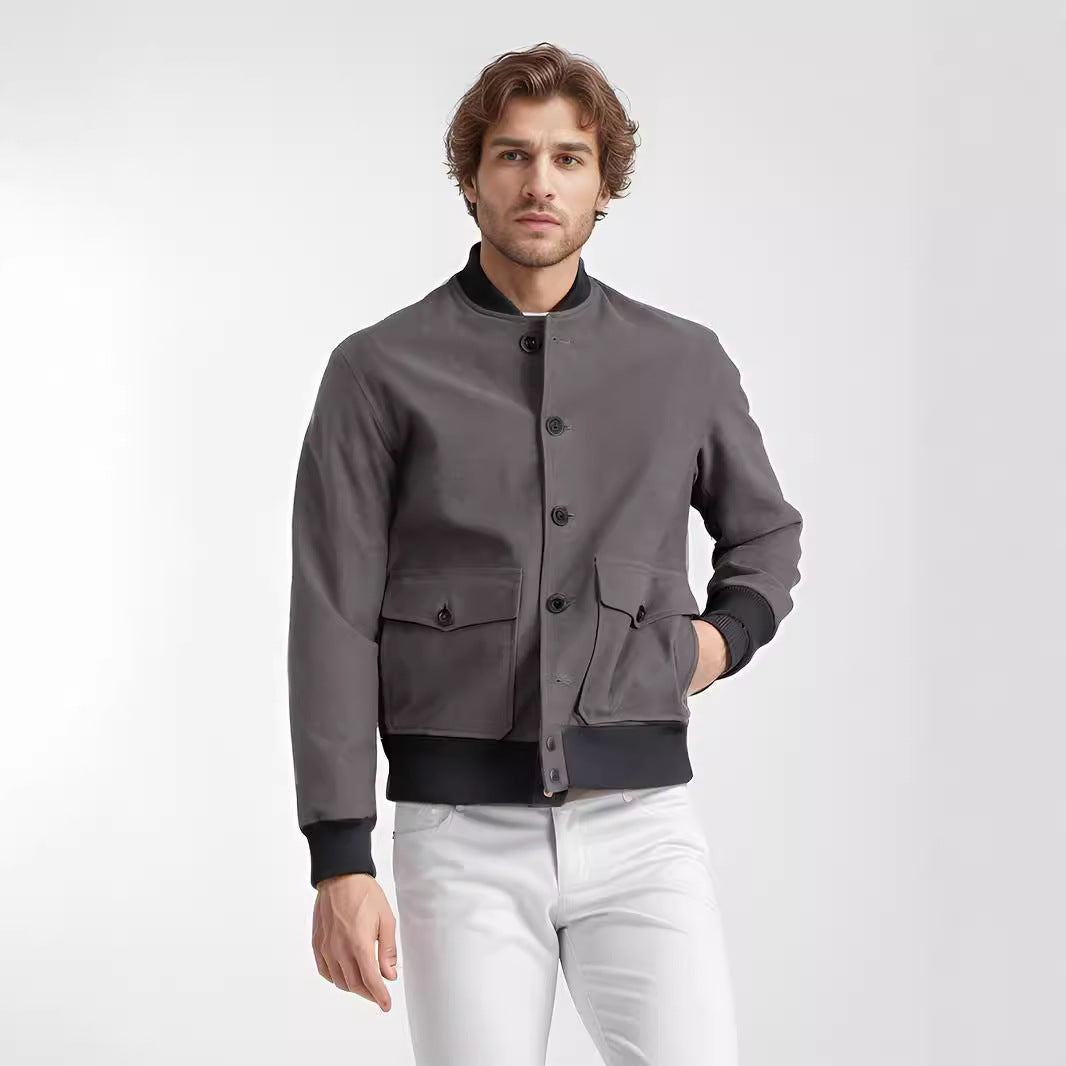 Casual college jacket for men in soft material with practical pockets Lune London