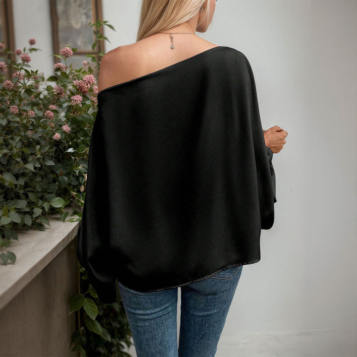 Haut asymétrique à manches longues pour femmes avec un élégant gather et un fin col en V Chic & Stil