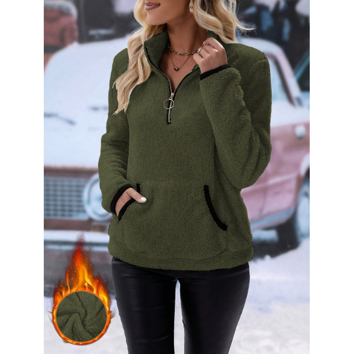 Soft teddy sweater for women with a casual look and half zipper Lune London