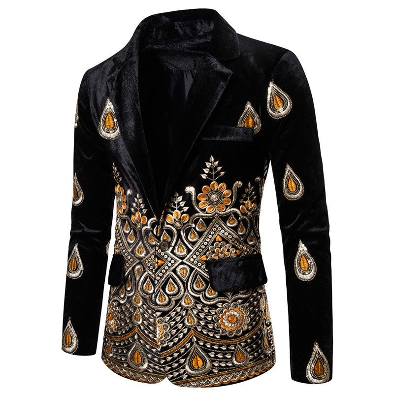Elegant velvet jacket for men with elaborate decorations Lune London