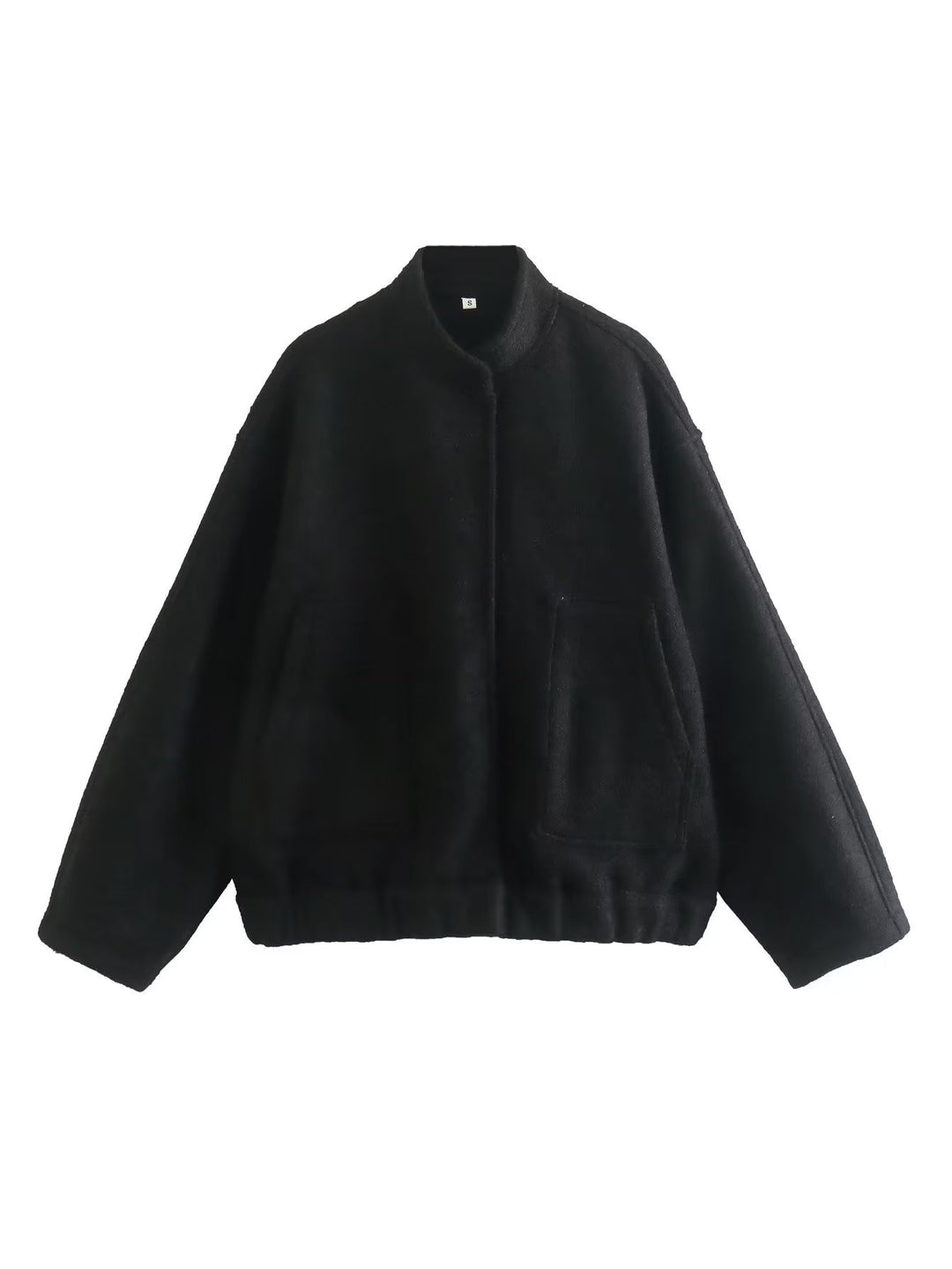Oversized knit jacket for women in soft teddy fabric with a high collar and side pockets Lune London