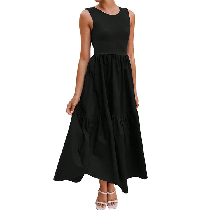 Robe Maxi Rétro Femme avec jupe à volants chic et design sans manches Chic & Stil