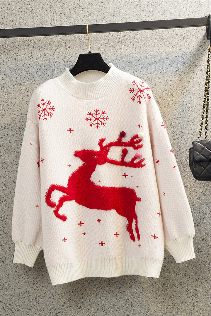 Women's Christmas sweater with festive reindeer pattern and comfortable round neck Lune London