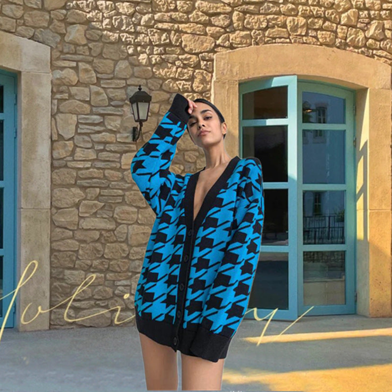 Cardigan de mode féminin en motif pied-de-poule Chic & Stil