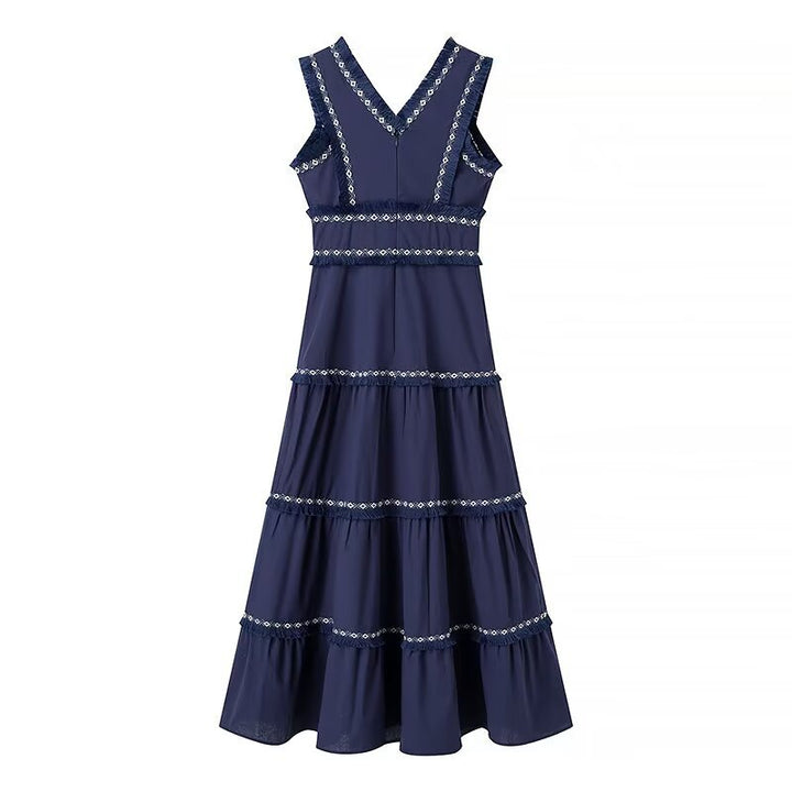 Maxi dress women with an elegant V neckline and ruffle details Lune London