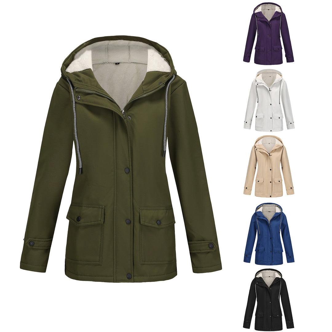 Women waterproof hooded jacket with soft fleece lining Lune London