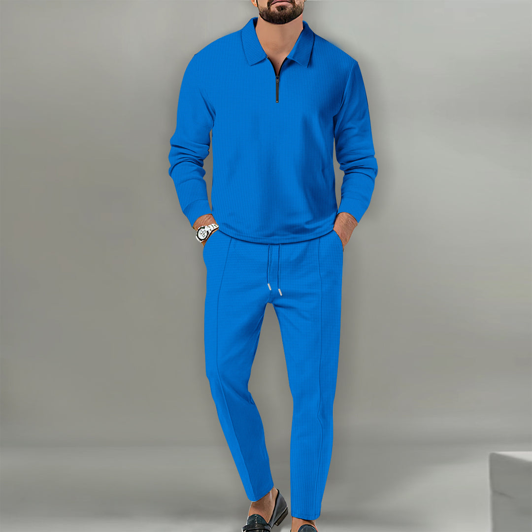Men's Sports Zip-Up Sweater and Elegant Slim-Fit Pants Lune London