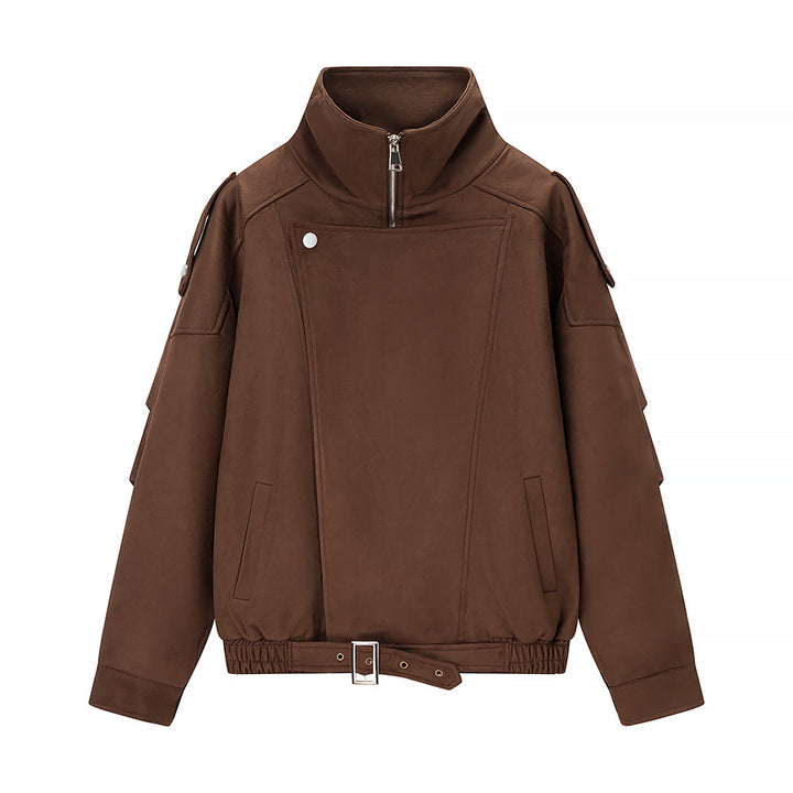 Veste courte féminine à la mode dans un style urbain avec col montant et détails d'épaule Chic & Stil