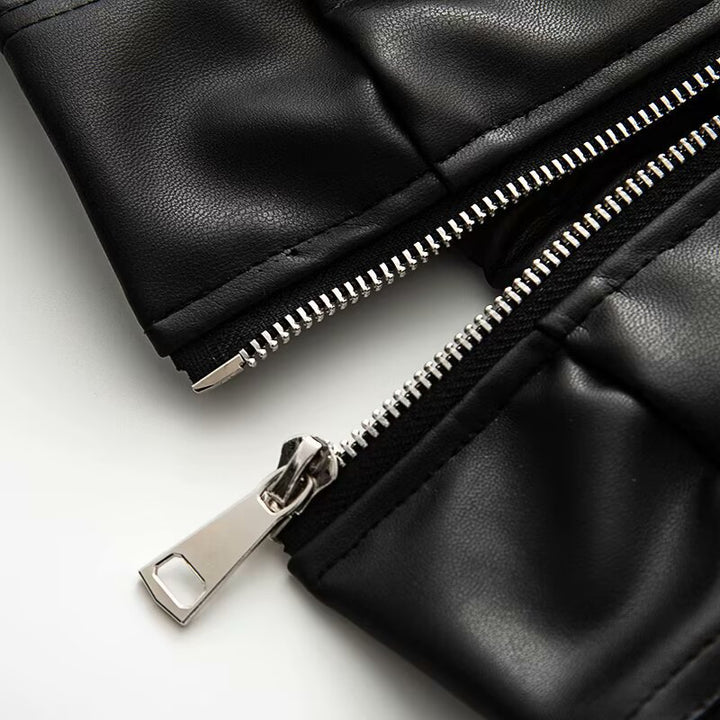 Veste en cuir à la mode pour femmes avec ceinture élastique Chic & Stil