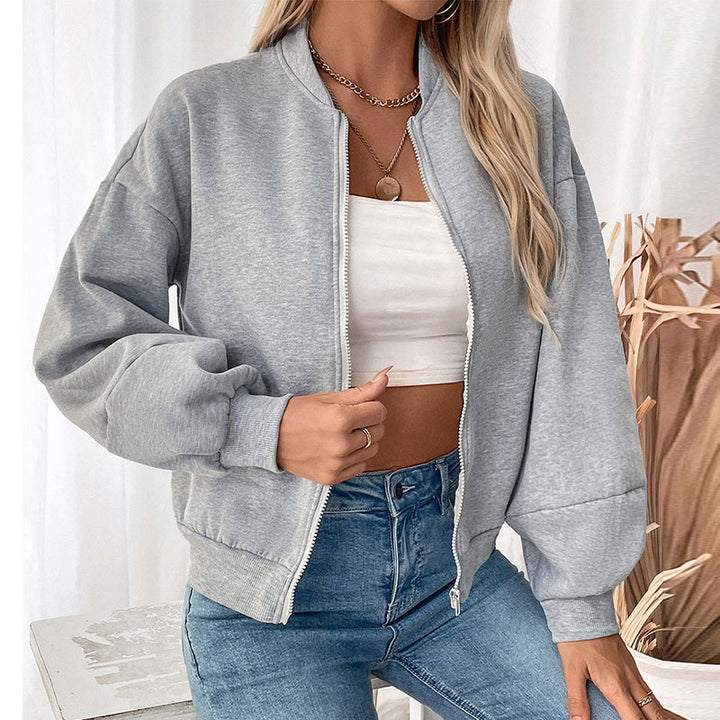 Ladies' sweatshirt jacket with voluminous sleeves and zipper Lune London