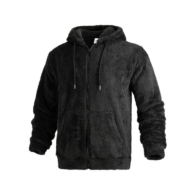 Men's cozy fleece jacket with hood and side pockets Lune London