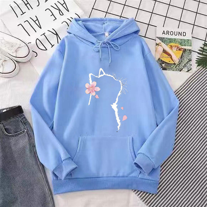 Women's hoodie with floral cat design Chic & Stil