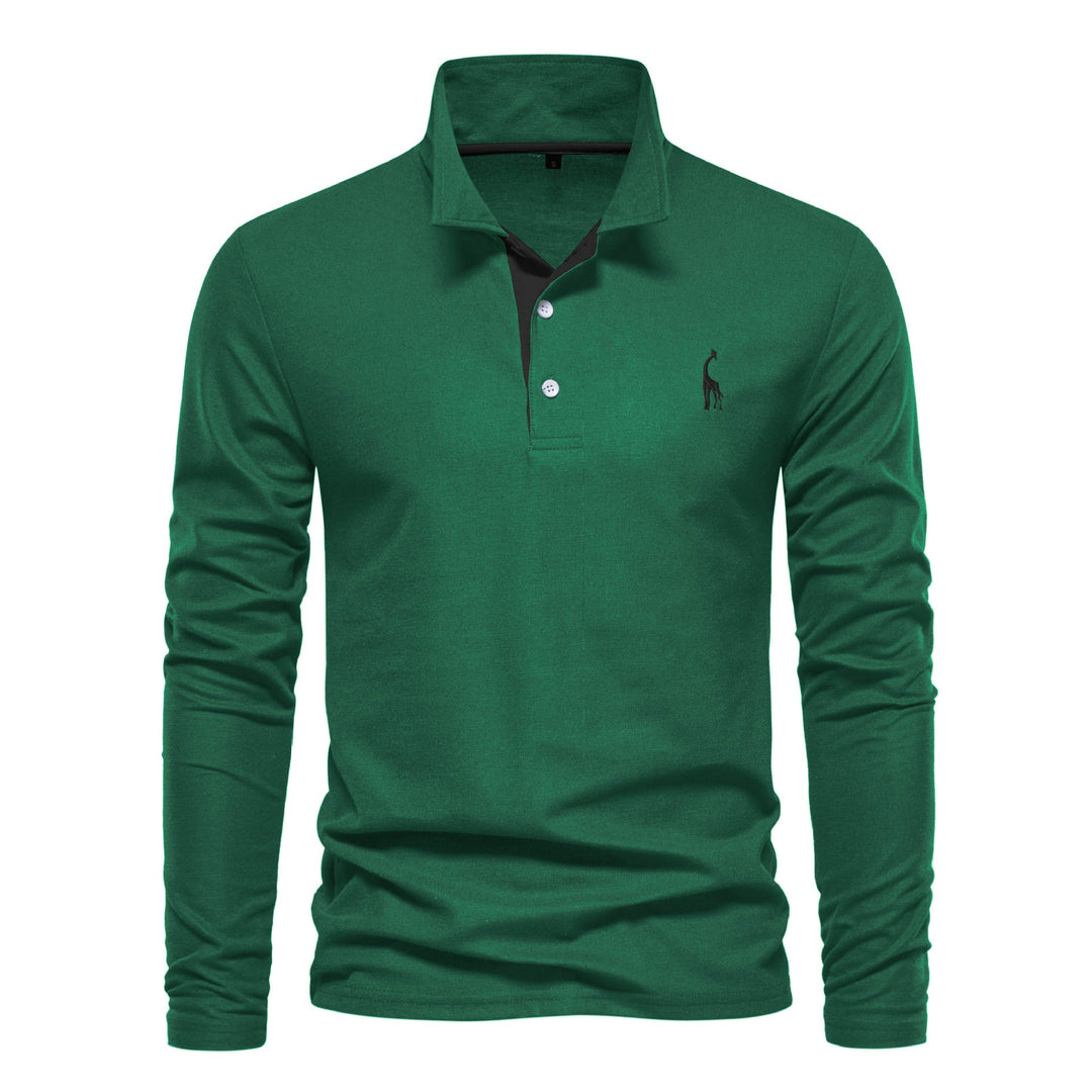 Men's Long Sleeve Polo Shirt with Modern Collar and Breathable Cotton Quality Lune London