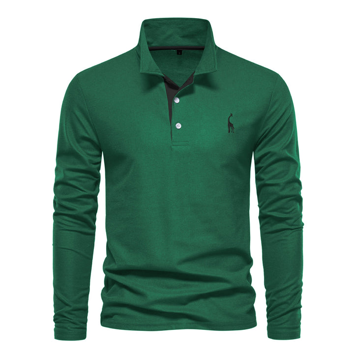 Men's Long Sleeve Polo Shirt with Modern Collar and Breathable Cotton Quality Lune London