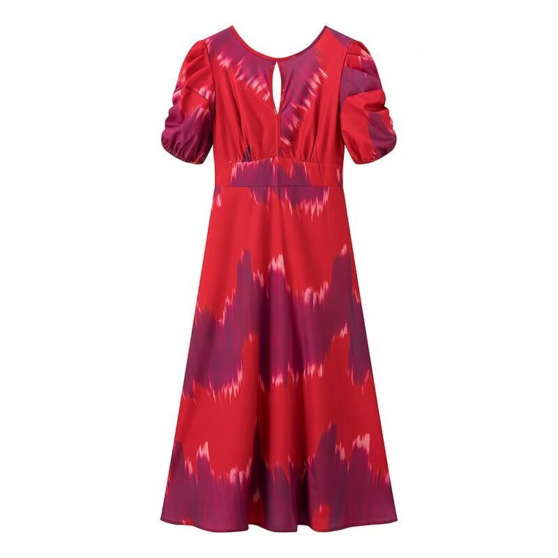 Maxi dress for ladies with elegant gather and modern puff sleeves Lune London