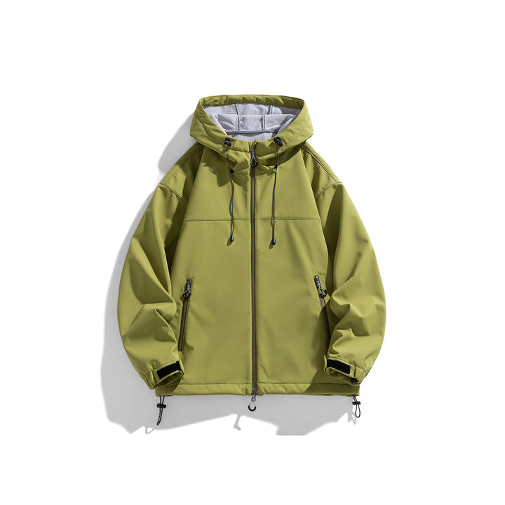 Functional outdoor windbreaker jacket for men with adjustable hood Lune London