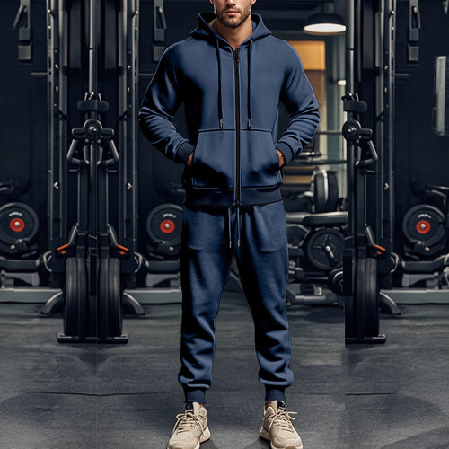 Men's sporty hoodie and jogger pants set with full zip and elastic waist Lune London