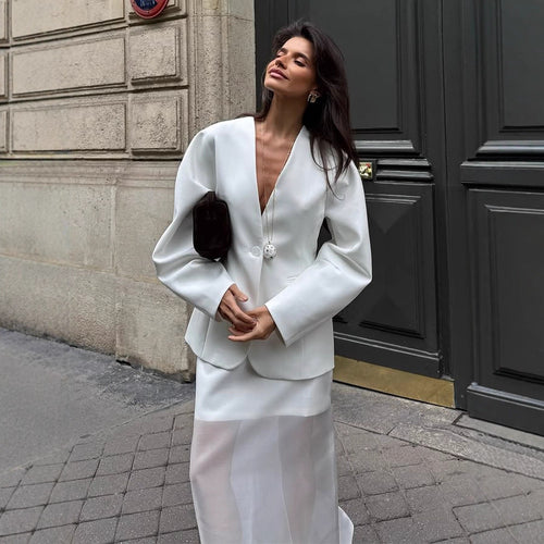Elegant blazer jacket for women with dramatic puff sleeves Lune London