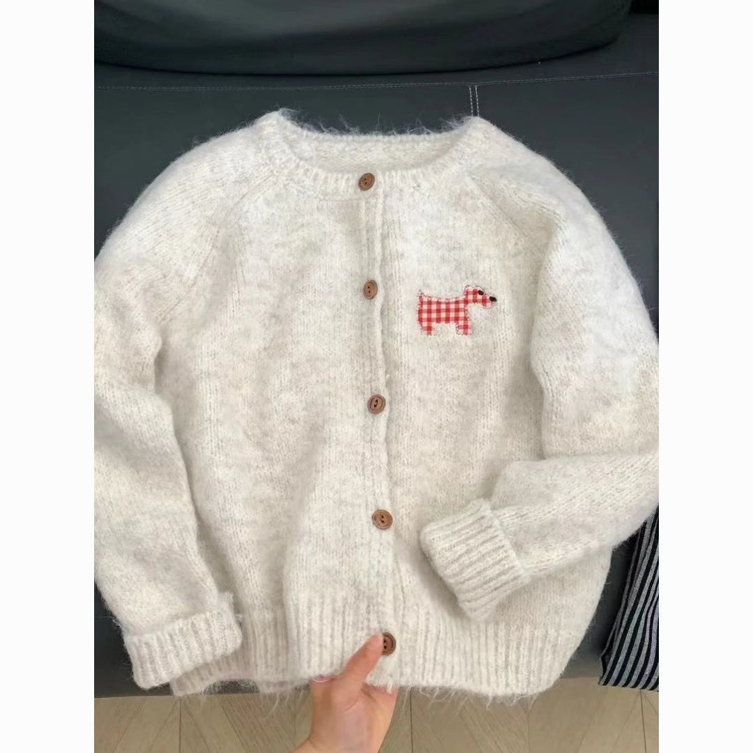 Cardigan en Tricot Confortable pour Femmes avec Motif de Chien Décoratif Chic & Stil
