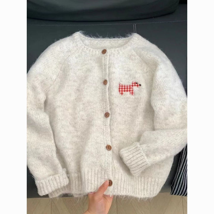 Cardigan en Tricot Confortable pour Femmes avec Motif de Chien Décoratif Chic & Stil