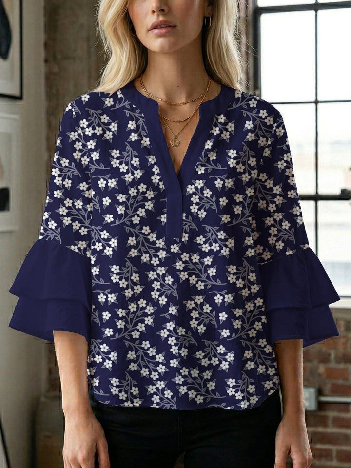 Women's blouse with voluminous sleeves and floral design Lune London