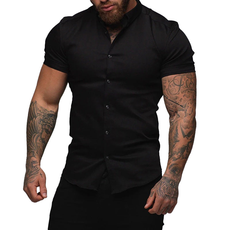 Short sleeve men's shirt in breathable cotton blend with modern button details Lune London