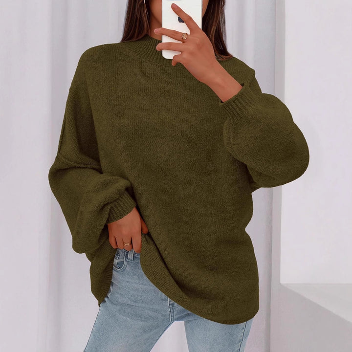 Ladies oversized knit sweater with comfortable fit and high collar Lune London