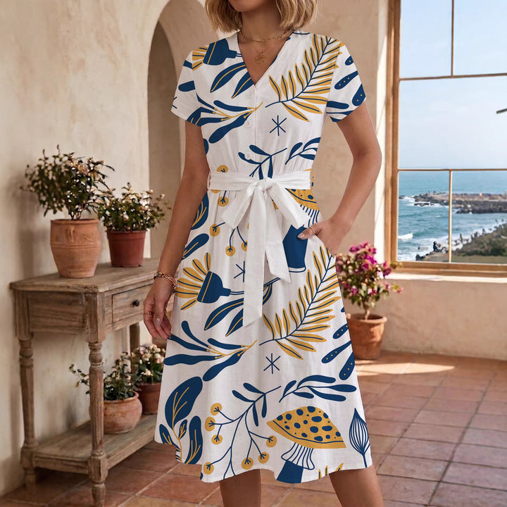 Women's casual dress with modern leopard print and adjustable belt Lune London