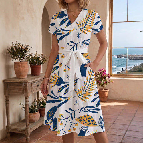 Women's casual dress with modern leopard print and adjustable belt Lune London